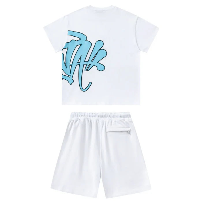 SYNA WORLDD WHITE AND BLUE SHORT SET